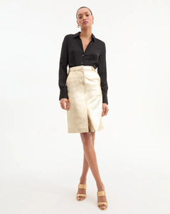 Veronica Beard Maxine Leather Midi Skirt