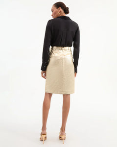 Veronica Beard Maxine Leather Midi Skirt